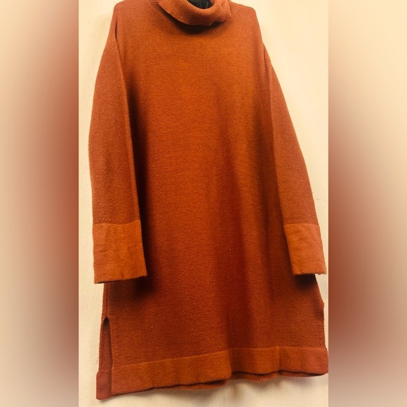 BTFBM Women's Long Sleeve Turtleneck Sweater, rust/orange, Winter Sweater Dress - Picture 3 of 6